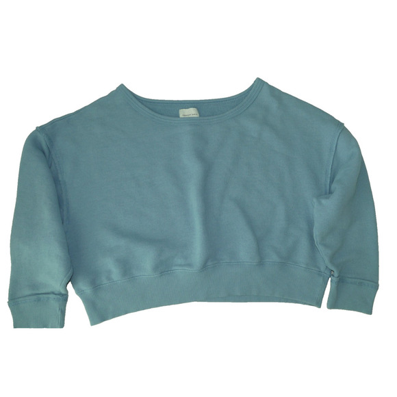 American Eagle Blue Cropped Sweatshirt Women’s MEDIUM Oversize Slouchy - Picture 2 of 6